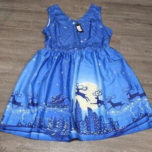 New Christmas Dress Size XXL  Santa Moon Stars Reindeer